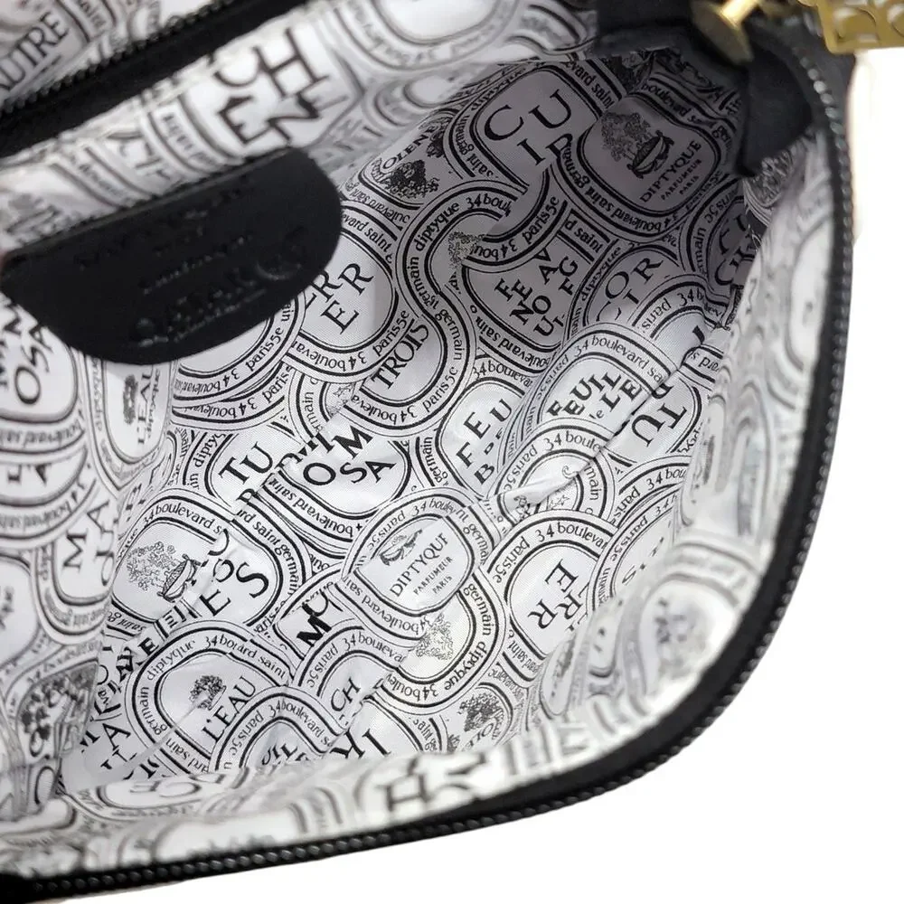 Diptyque Qatar Airways Amenity Bag Pouch Clutch White Faux Leather Makeup Case